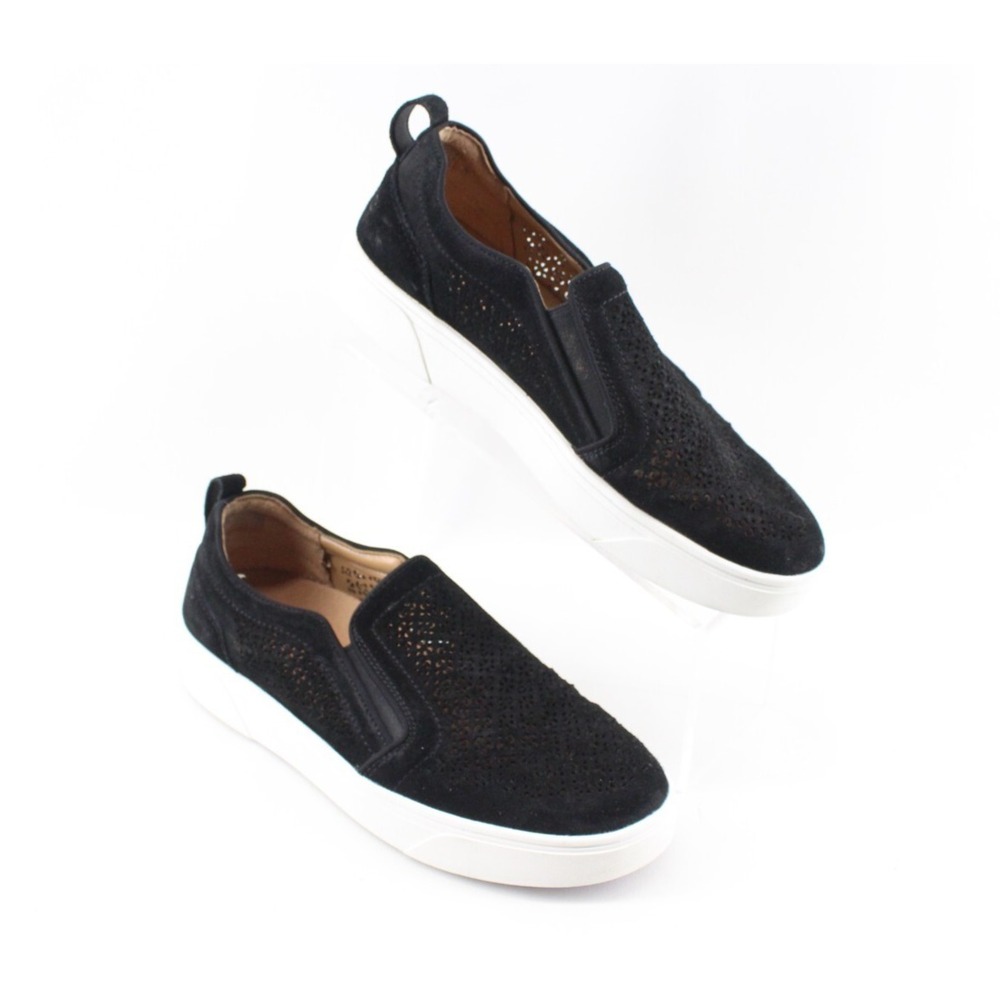 Vionic Kimmie Perf Women's Sz 8.5 US Black Suede Slip On Sneakers Arch Support